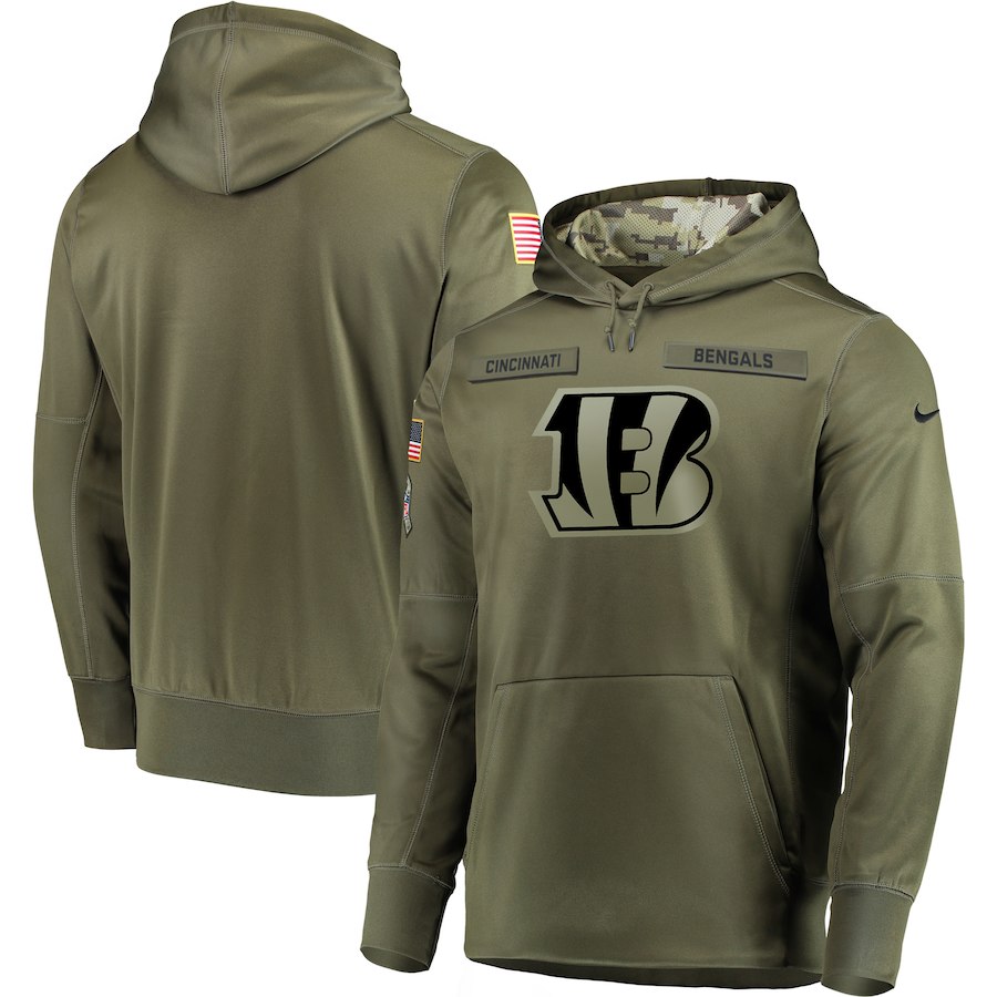 Men Cincinnati Bengals Nike Olive Salute To Service KO Performance Hoodie Green